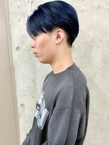 モリオ(morio)&nbsp;ブルーブラックメンズセンターパート2ブロ刈り上げメンズカット