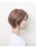 ショートボブ#ピンクベージュ#ケアブリーチ#マッシュショート