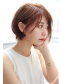 耳かけショートボブ モカベージュ 小顔 レイヤーカット
