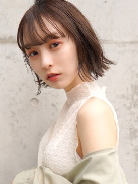 ラフィスヘアー アール 川西店(La fith hair R) 【La fith】アッシュオリーブ×切りっぱなしボブ