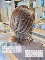 アース 東戸塚店(HAIR & MAKE EARTH) 大人可愛いハイライトベージュ　ミディアムウルフ