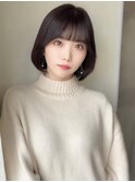 艶髪 グレージュ 透明感 前髪カット 韓国風ボブ 顔周りカット