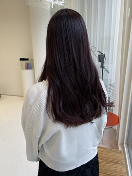 ハイブ 金沢(Hive) ブリーチ無しチェリーブラウンツヤカラー暖色ロングレイヤー