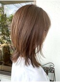 ウルフカット レイヤーカット オリーブブラウン 髪質改善 20代
