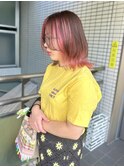 20代30代40代 シアーピンクデザインカラー/ミディアムレイヤー
