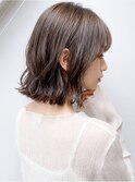 夏カラーで透明感◎外ハネボブ伸ばしかけ暗め大人可愛いヘア