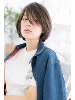 ミック ヘアアンドメイク アップ 駒込店(miq Hair&Make up) かきあげ前髪ナチュラルアッシュ小顔アシンメトリーb1