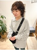 *高塚*大人ウルフレイヤーパーマ無造作くせ毛風オリーブベージュ