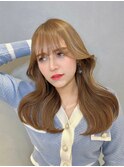 韓国ヘアレイヤーカット顔周りカットブリーチなしダブルカラー