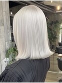 ブリーチ/ホワイトグレージュ/デジタルパーマ/フェザーパーマ