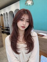 アース 熊本嘉島店(HAIR&MAKE EARTH)&nbsp;レイヤーカット×ピンクブラウンカラー