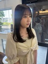 グリ(GURI) ☆ブリーチなし☆セミロングレイヤー×グレージュ☆