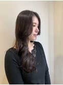 韓国式小顔ロングくびれヘア、ショコラベージュ、似合わせカット