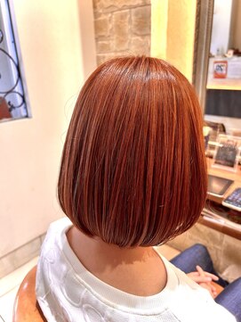 マイノリティー(Minority Produced By TOPHAIR) 前下がりボブ×オレンジカラー