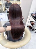 ピンクブラウン ブリーチなし ワンレン 髪質改善 韓国 前髪 美髪