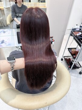 ロンドシェリ 仙台(Lond Cheri) ピンクブラウン ブリーチなし ワンレン 髪質改善 韓国 前髪 美髪