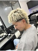 メンズ海外風フェードバーバーウルフぬきっぱなしカラー