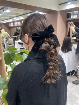 アミー 駒澤(Ammy komazawa) 【お呼ばれヘア】ポニーテールリボンヘアセット