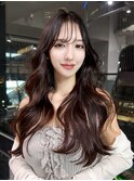 ロング前髪カット韓国ヘア顔周りレイヤー_F1152