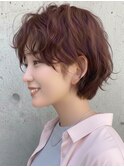 ショートボブ×ニュアンスパーマ×ココアブラウン