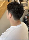 髪質改善20代30代メンズスパイキーショートピンパーマ 四条烏丸