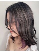 アース 郡山コスモス通り店(HAIR&MAKE EARTH)&nbsp;黒髪×ラベンダーインナーカラー