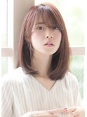 オリーブベージュ髪質改善ココアブラウン大人ハイライト前髪
