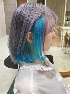 デイズ(days) デザインカラーくすみブルーインナーカラー　アッシュグレージュ