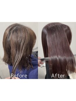 [縮毛矯正/髪質改善]指通りなめらか！当店の髪質改善矯正はふんわり柔らかく、ツヤやかな仕上がりです。