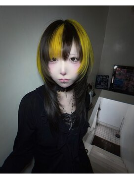 キイ 原宿 表参道(K.e.y) シャギーカットセクションカラーイエローカラー