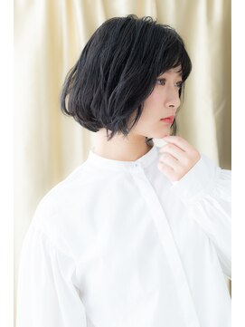 カバーヘア イヴ 戸頭店(COVER HAIR EVE) 大人かわいいくせ毛風黒髪マッシュボブパーマZ戸頭20代30代40代