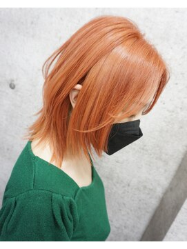 ヘアテリア リュウ 大塚(hair teria ryu) ペールオレンジ×ウルフカット