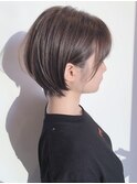 大人黒髪丸みショートボブ
