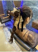 ポニーテール編みおろし