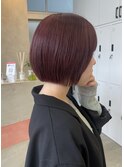 @ayumi_sand ボブ　ピンクレッド　暖色ボブ