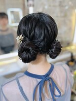 結婚式 二次会 お呼ばれ お団子ツイン×華やかアクセパールピン