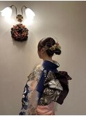 成人式卒業式二次会ヘアセット◎ルーズ編み込みアップスタイル