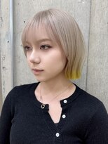 サンク 原宿 表参道(cinq)&nbsp;ミルクティーグレージュカラーアッシュグレーベージュカラーボブ