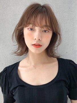 エトラ 渋谷店(etora) 前髪 外ハネボブ ココアベージュ クラゲヘアー 黒髪"