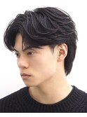 センターパートフェザーパーマニュアンスパーマ黒髪