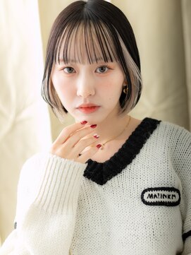 カバーヘア ブリス 北浦和(COVER HAIR bliss) インナーカラー/ホワイトブロンド/ダークアッシュ/顎ラインボブe