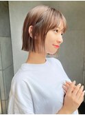 小顔似合わせボブミルクブラウンナチュラルショート