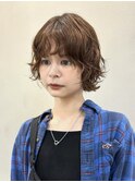 ミルクブラウン/ボブ/オリーブベージュ/ブリーチなし/渋谷