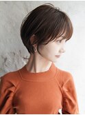 大人可愛い20代30代40代黒髪前下がりショートボブ丸みショート◎
