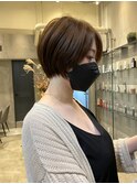 似合わせショートボブ 外ハネボブ ペールベージュ