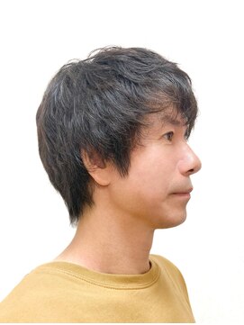 黄ぐまくん美容室 メンズ　ランダムパーマ