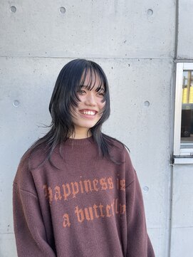 アチーブ ヘア デザイン(achieve hair design) ロングウルフ個性派顔回りレイヤーシースルーバンググレージュ