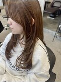 レイヤーカット/マロンベージュ/くすみベージュ/レイヤーロング