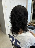朝楽可愛い5分セット!レイヤーウルフのくるふわウェーブパーマ