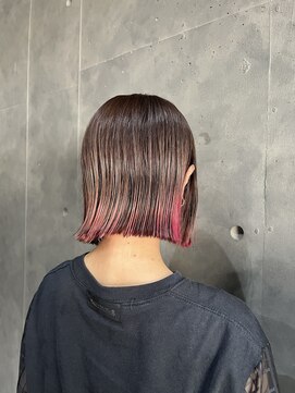 切りっぱなしボブ×裾カラー（１ブリーチ）